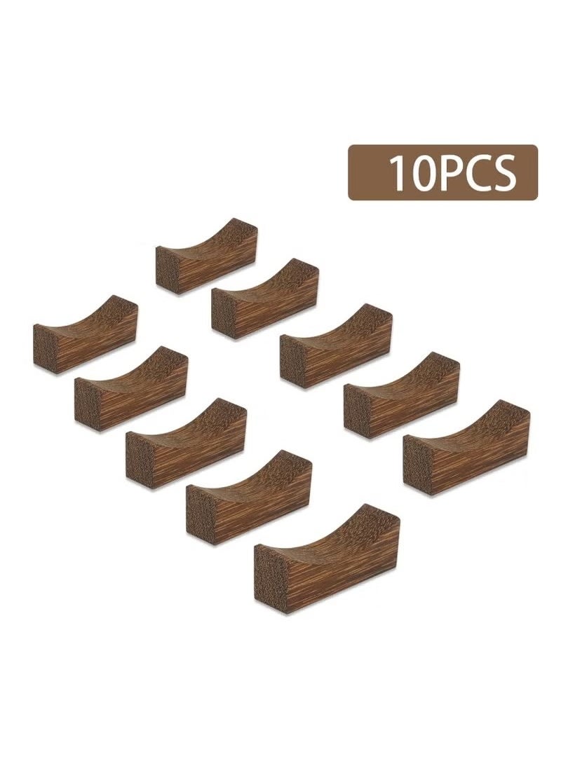 10PCS Wooden Chopstick Rests and Holders for Home, Hotel, Resta, urant Natural Premium Chopsticks Holders, Spoon Fork Knife Stand Rack Set