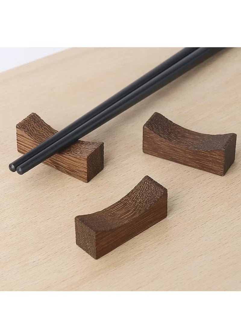 10PCS Wooden Chopstick Rests and Holders for Home, Hotel, Resta, urant Natural Premium Chopsticks Holders, Spoon Fork Knife Stand Rack Set