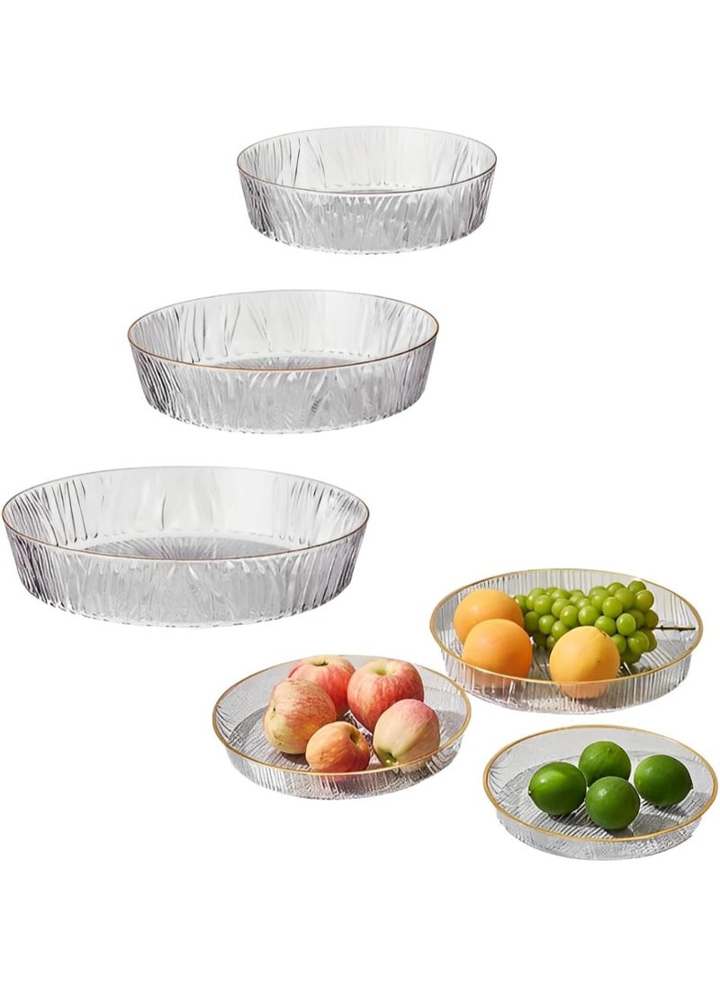 Durable Clear  Serving Trays With Gold Rim 3 Multiple Sizes for Fruit.