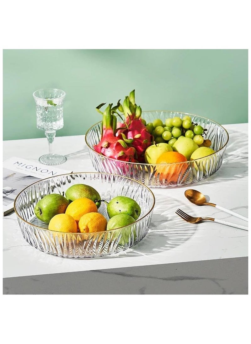 Durable Clear  Serving Trays With Gold Rim 3 Multiple Sizes for Fruit.