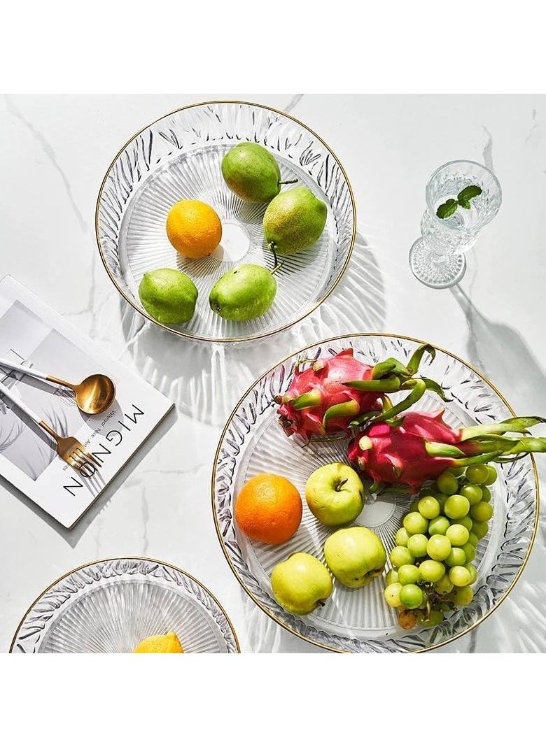 Durable Clear  Serving Trays With Gold Rim 3 Multiple Sizes for Fruit.