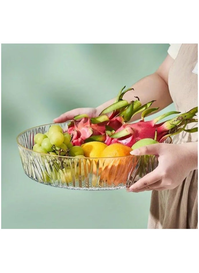 Durable Clear  Serving Trays With Gold Rim 3 Multiple Sizes for Fruit.