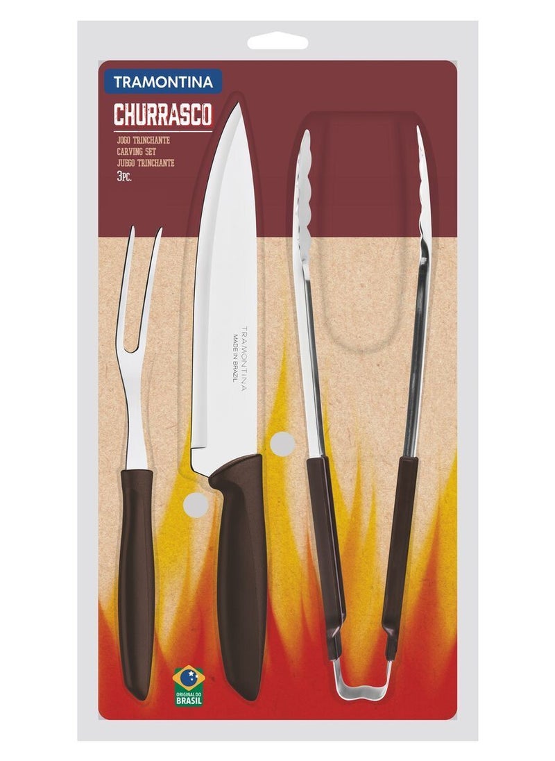 Since 1911, Made In Brazil - 3 Pieces Barbecue Set Knives | Bbq Knife Set With Tongs
