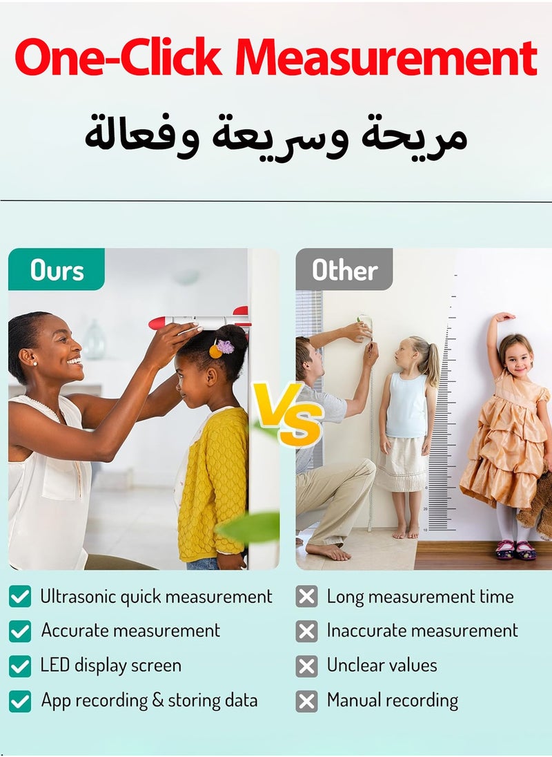 Height Meter - Wireless Ultrasonic - Smart Digital Height Meter for Kids with LED Screen