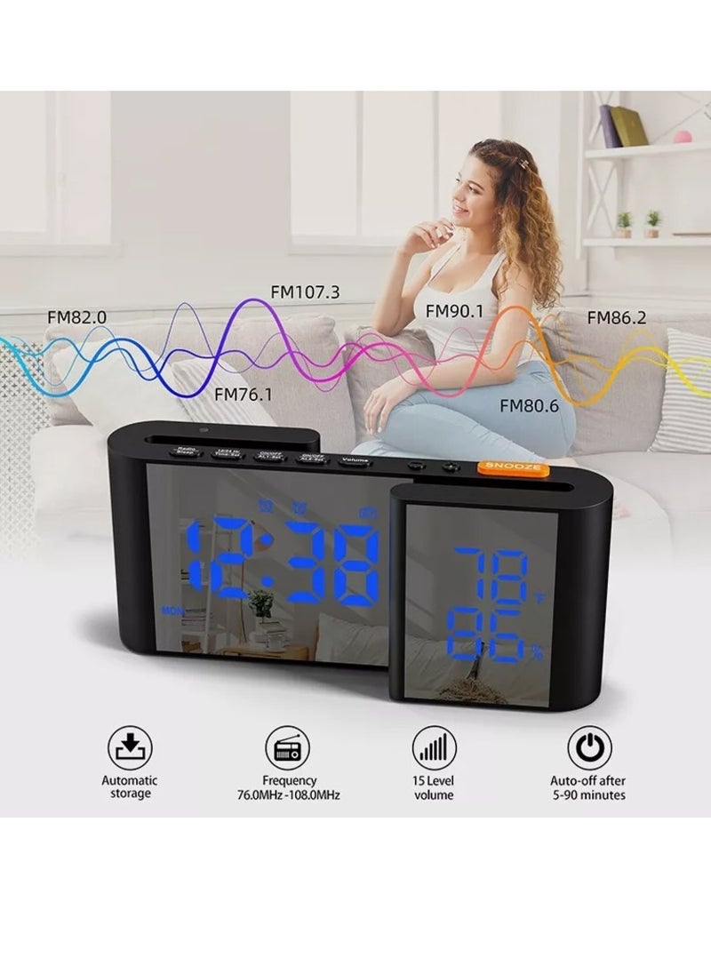 New Creative S-shaped Dual-screen LED Display Temperature and Humidity Electronic Clock Radio Alarm Clock Table Clock