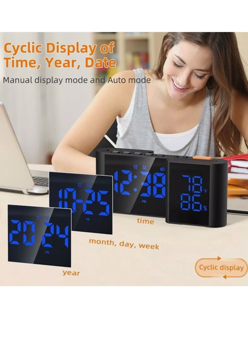 New Creative S-shaped Dual-screen LED Display Temperature and Humidity Electronic Clock Radio Alarm Clock Table Clock