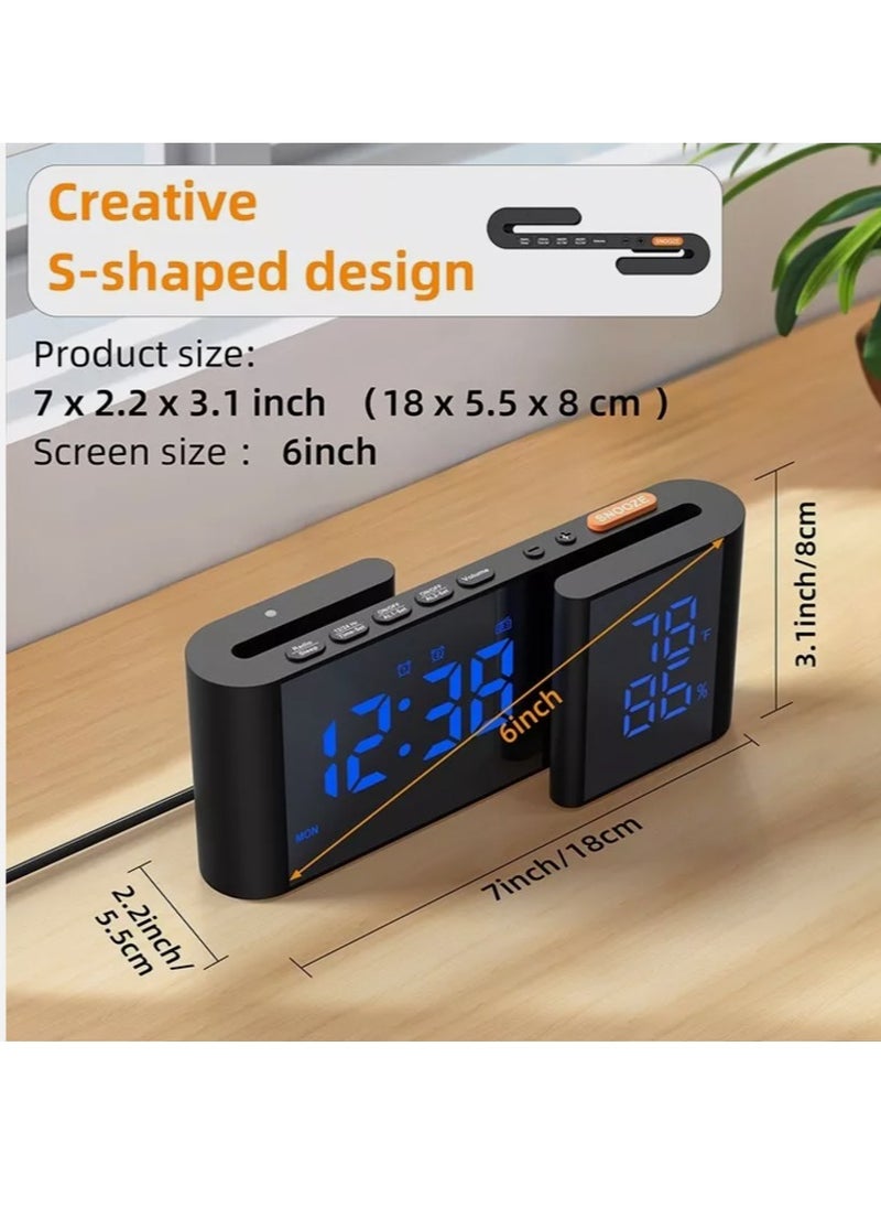 New Creative S-shaped Dual-screen LED Display Temperature and Humidity Electronic Clock Radio Alarm Clock Table Clock