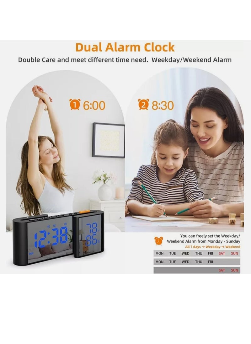 New Creative S-shaped Dual-screen LED Display Temperature and Humidity Electronic Clock Radio Alarm Clock Table Clock