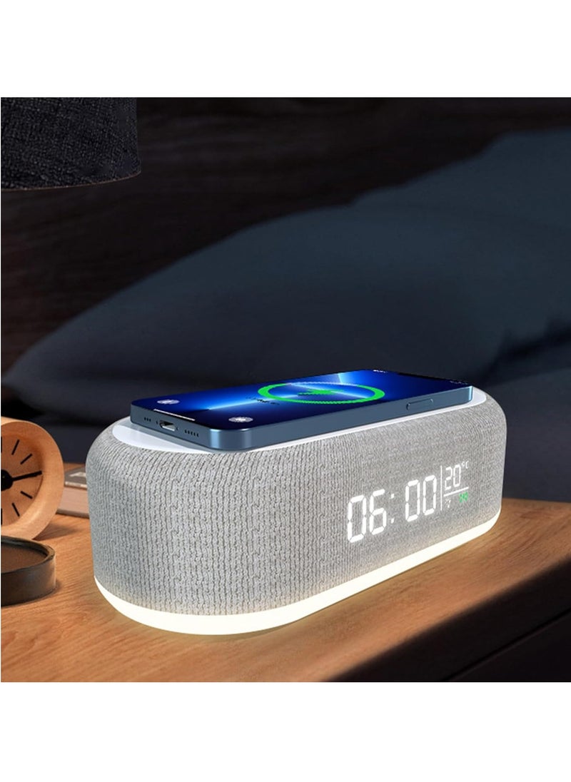 Desktop clock alarm clock wireless charging night light desk lamp thermometer mobile phone three-in-one wireless charger