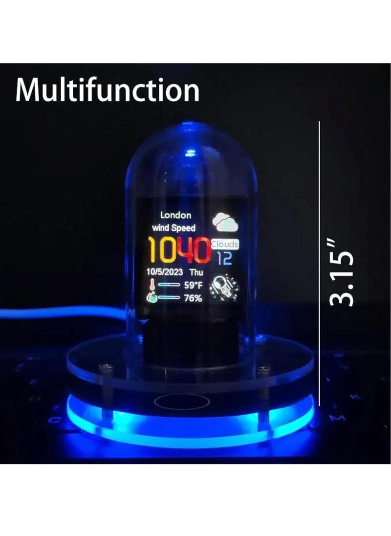 Cyberpunk Nixie Tube Clock: Smart WiFi, RGB Digital Display, Calendar, Weather, Customizable Lighting, and Image Display! Ideal for Office, Gaming, and Desk Decor.