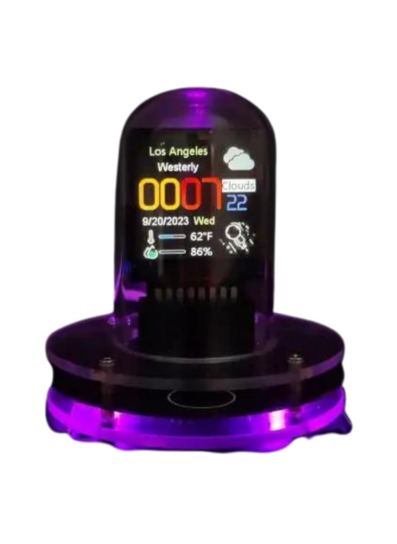 Cyberpunk Nixie Tube Clock: Smart WiFi, RGB Digital Display, Calendar, Weather, Customizable Lighting, and Image Display! Ideal for Office, Gaming, and Desk Decor.