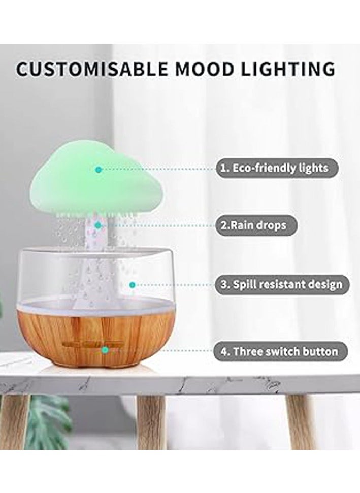 Rain Cloud Micro Humidifier Aromatherapy Essential Oil Diffuser Relaxing Mood Night Light Desk Fountain Water Drop Sound