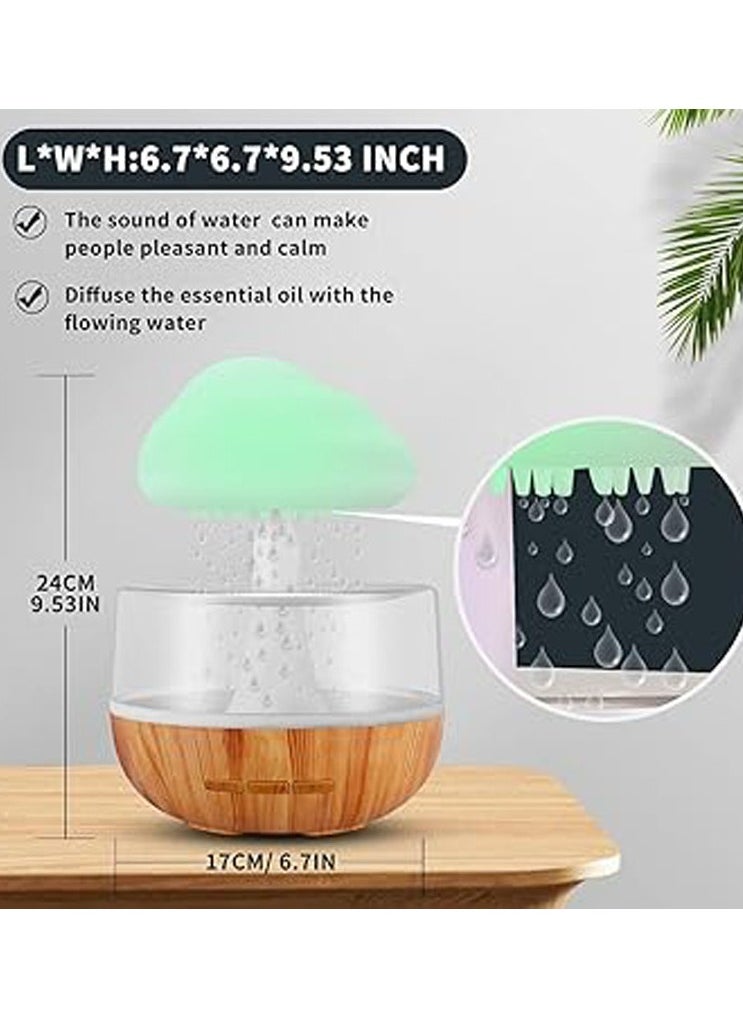 Rain Cloud Micro Humidifier Aromatherapy Essential Oil Diffuser Relaxing Mood Night Light Desk Fountain Water Drop Sound