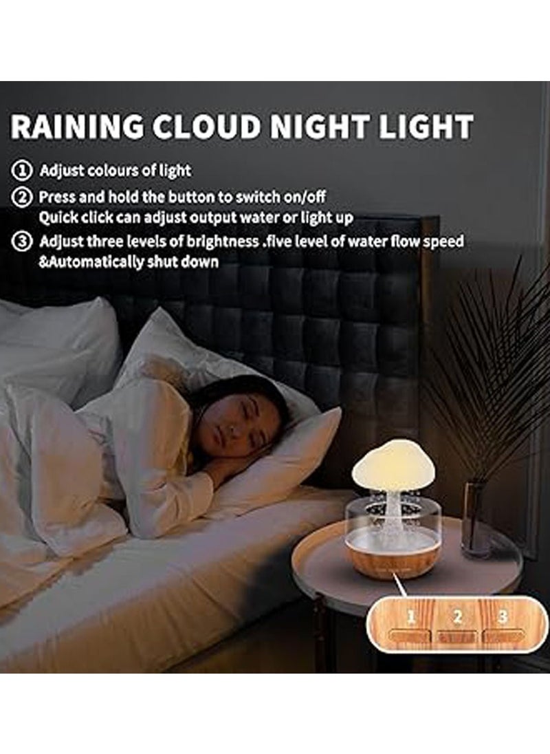 Rain Cloud Micro Humidifier Aromatherapy Essential Oil Diffuser Relaxing Mood Night Light Desk Fountain Water Drop Sound