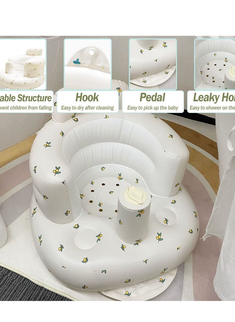 Inflatable Baby Chair, Inflatable Seat for Babies 3 Months and Up, Summer Inflatable Seat for Sitting, Inflatable Baby Floor Seat with Built-in Air Pump