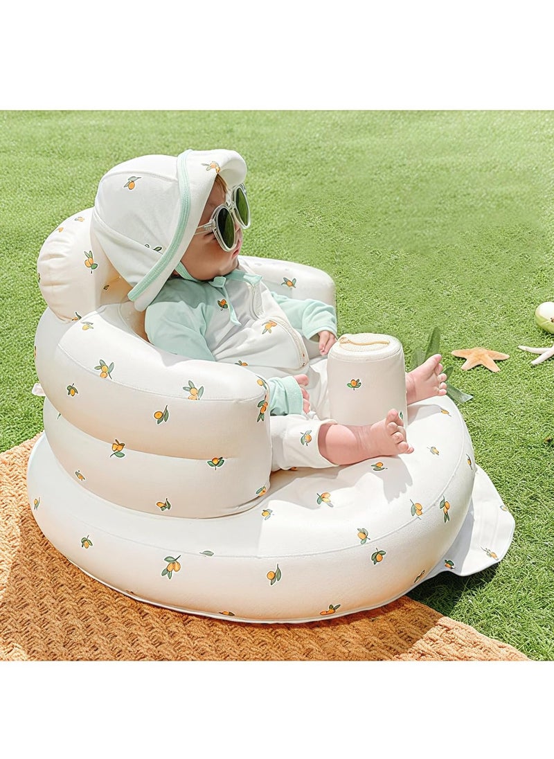 Inflatable Baby Chair, Inflatable Seat for Babies 3 Months and Up, Summer Inflatable Seat for Sitting, Inflatable Baby Floor Seat with Built-in Air Pump