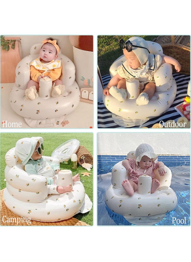 Inflatable Baby Chair, Inflatable Seat for Babies 3 Months and Up, Summer Inflatable Seat for Sitting, Inflatable Baby Floor Seat with Built-in Air Pump