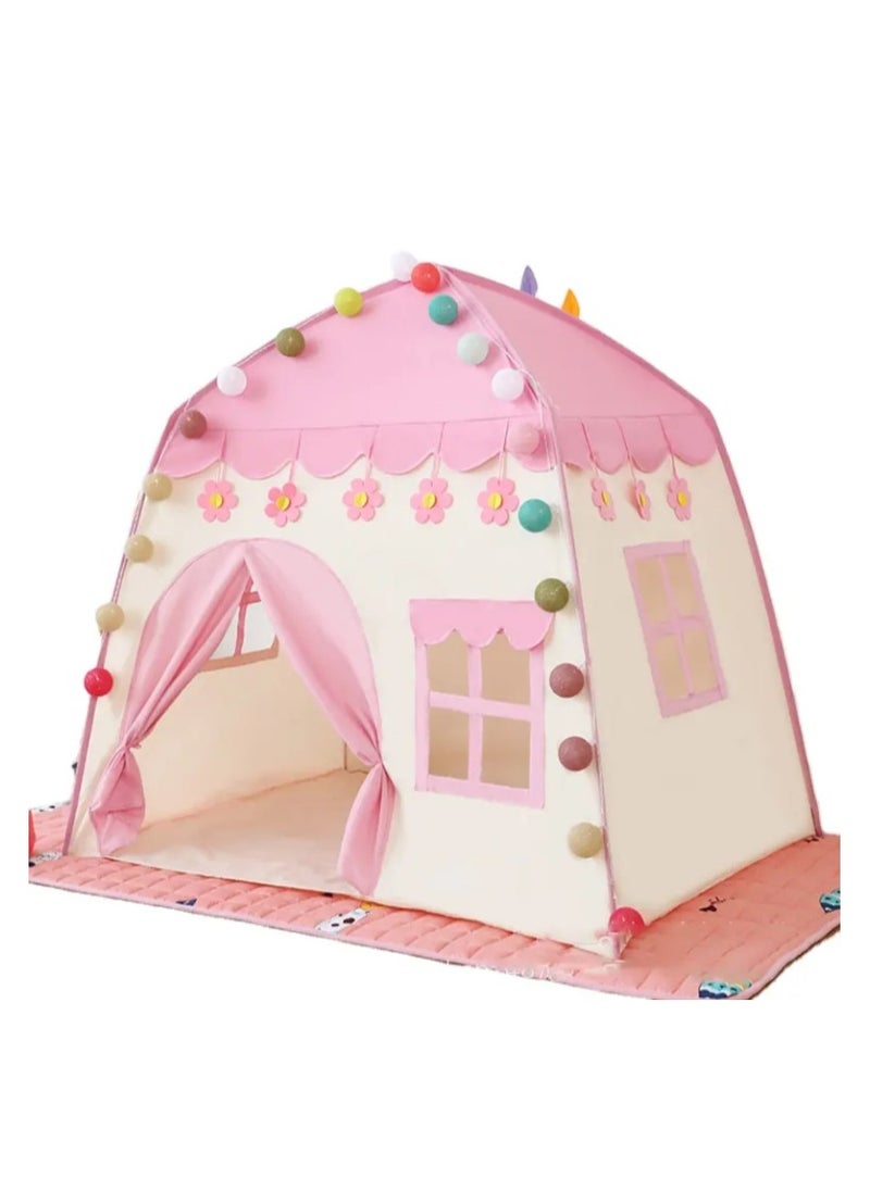 Kids Princess Tents for Girls Toys, Princess Castle Playhouse Tent with LED Star Lights, Indoor & Outdoor