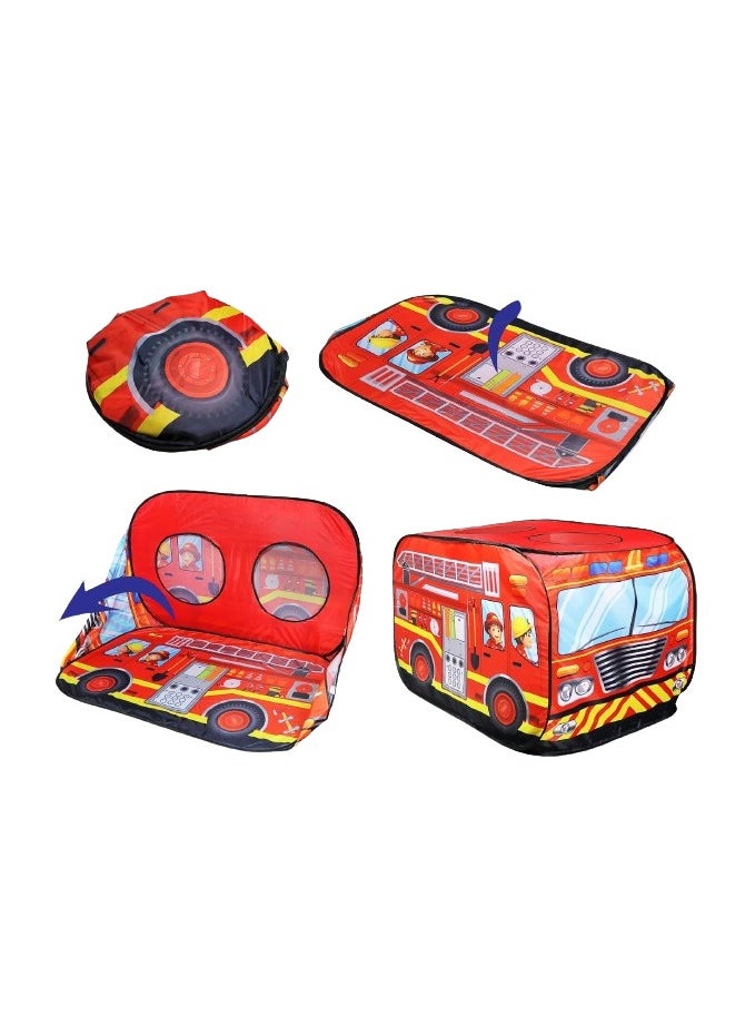 Play Fire Truck Pop Up Kids Play Tent for Boys and Girls Indoor Outdoor Toy