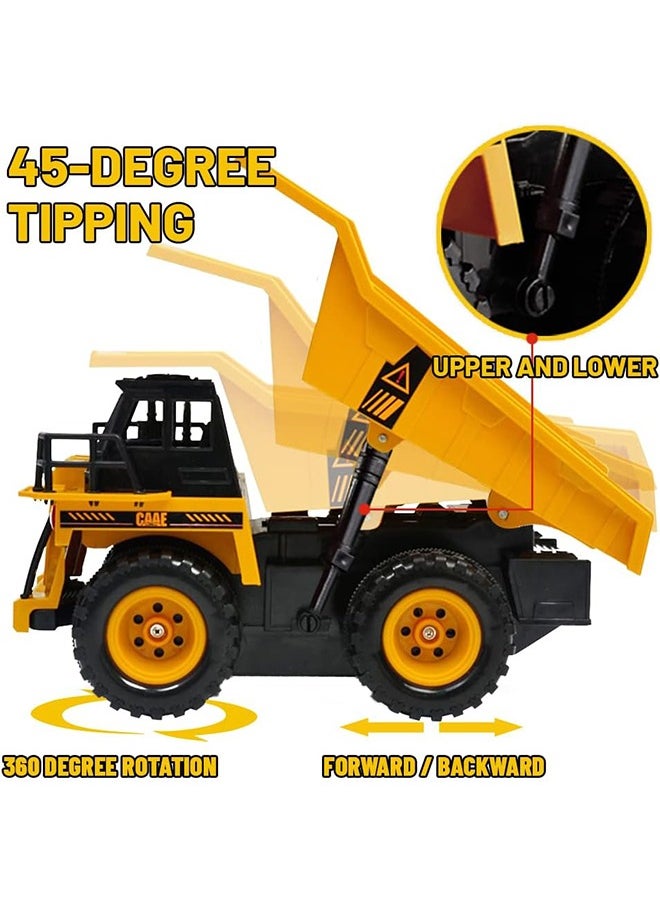 Remote Control Dump Truck Fully Functional RC Tractor Remote Control Tractor 6 Channel Digger Toys with Lights and Sound Construction Dump Truck for Boys and Girls