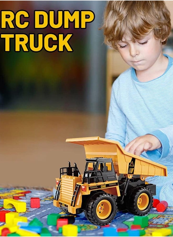 Remote Control Dump Truck Fully Functional RC Tractor Remote Control Tractor 6 Channel Digger Toys with Lights and Sound Construction Dump Truck for Boys and Girls