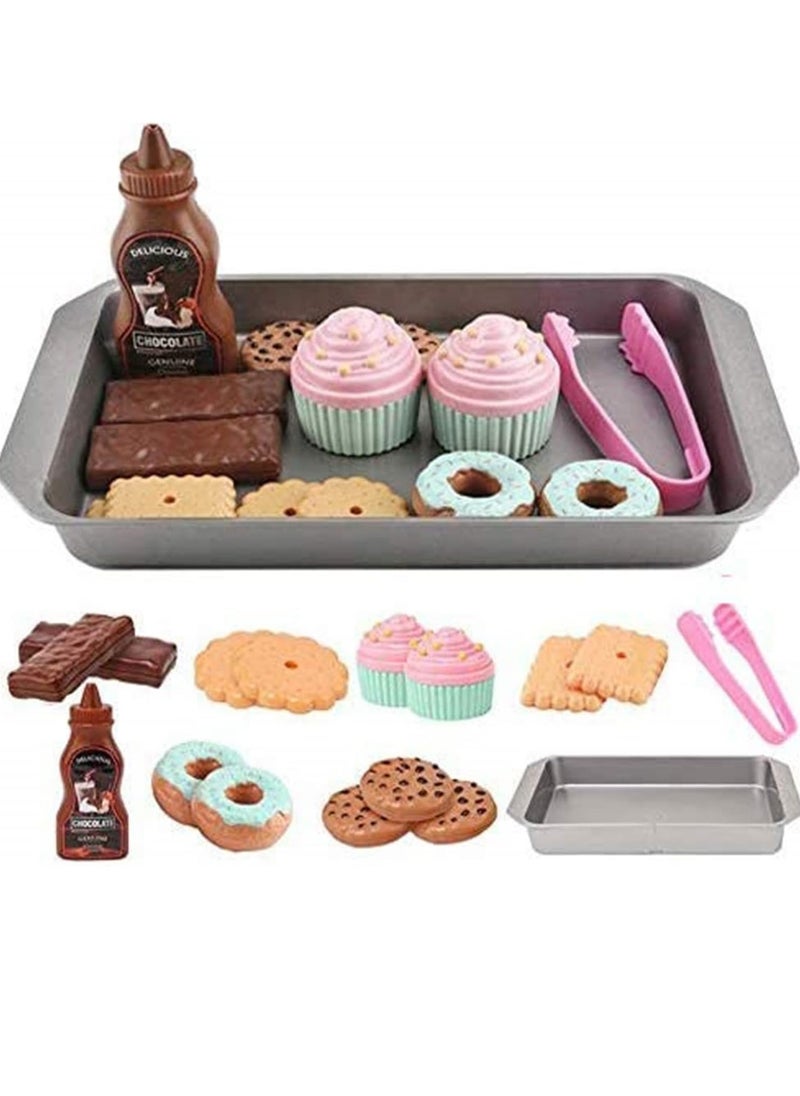 Cookie Play Food Set - Play Food for Kids Kitchen, Toy Food Accessories, Toy Foods with Play Baking Cookies and Cupcakes Plastic Food for Pretend Play, Kids Toddler Childrens Birthday Gifts