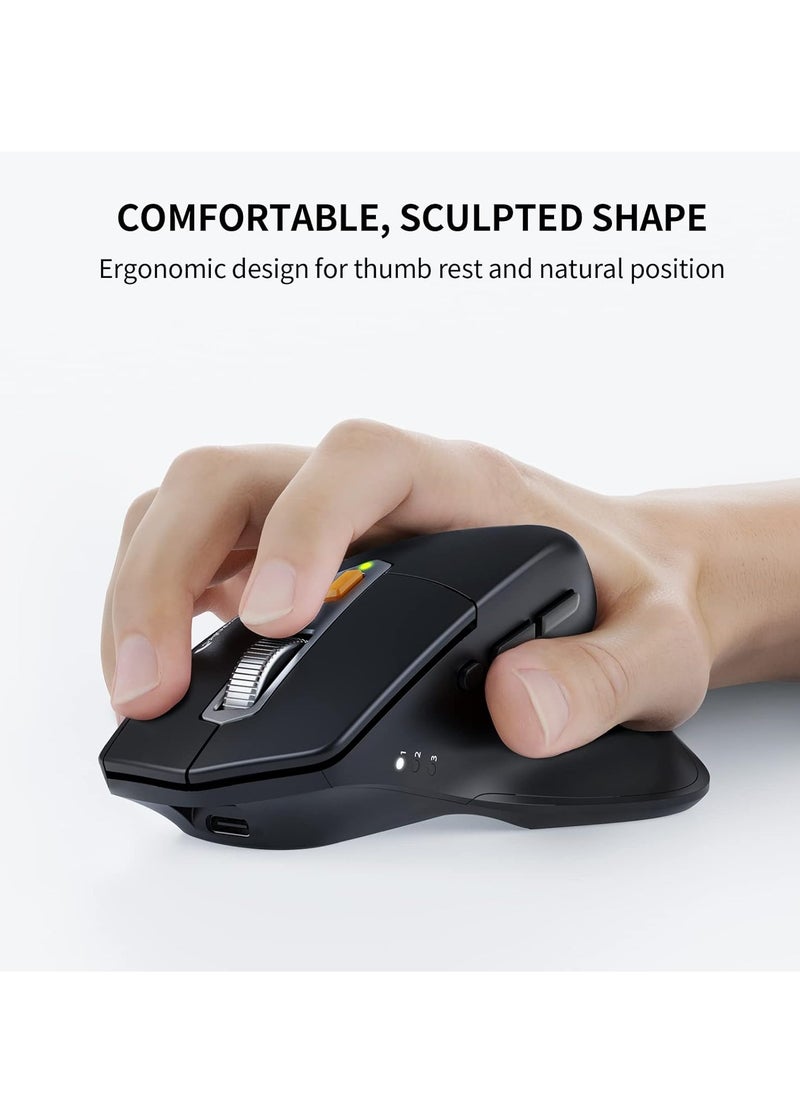 Ergonomic Wireless Keyboard Mouse, EKM01 Ergo Bluetooth Keyboard and Mouse Combo, Split Design, Palm Rest, Multi-Device, Rechargeable, Windows/Mac/Android (Space Gray)