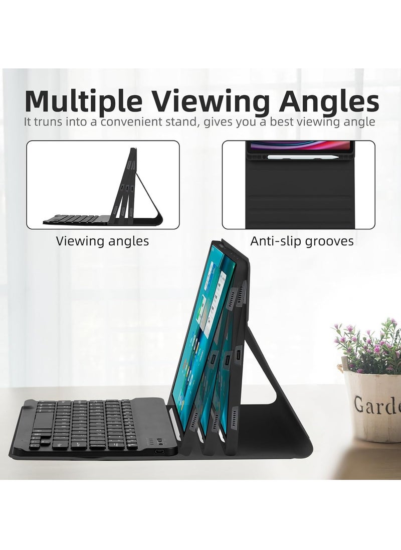 Case with Keyboard for Samsung Galaxy Tab S7 S8 S9 S9FE 11 inch,7 Color Rainbow Backlit Detachable Keyboard Magnetic Case with Pen Slot for Samsung Tablet S7 S8 S9 S9FE-Black