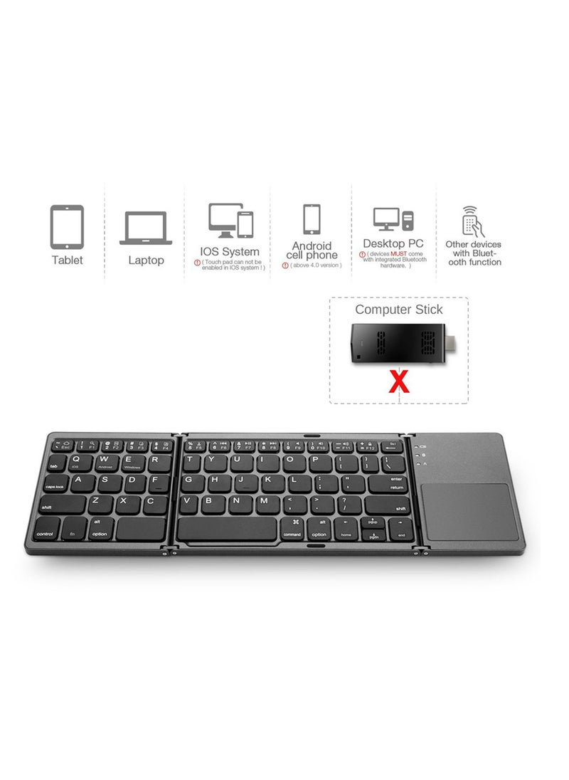 Suitable for iPad and Android, three-fold wireless Bluetooth foldable touchpad keyboard and mouse, cross-border spot goods, keyboard and mouse set