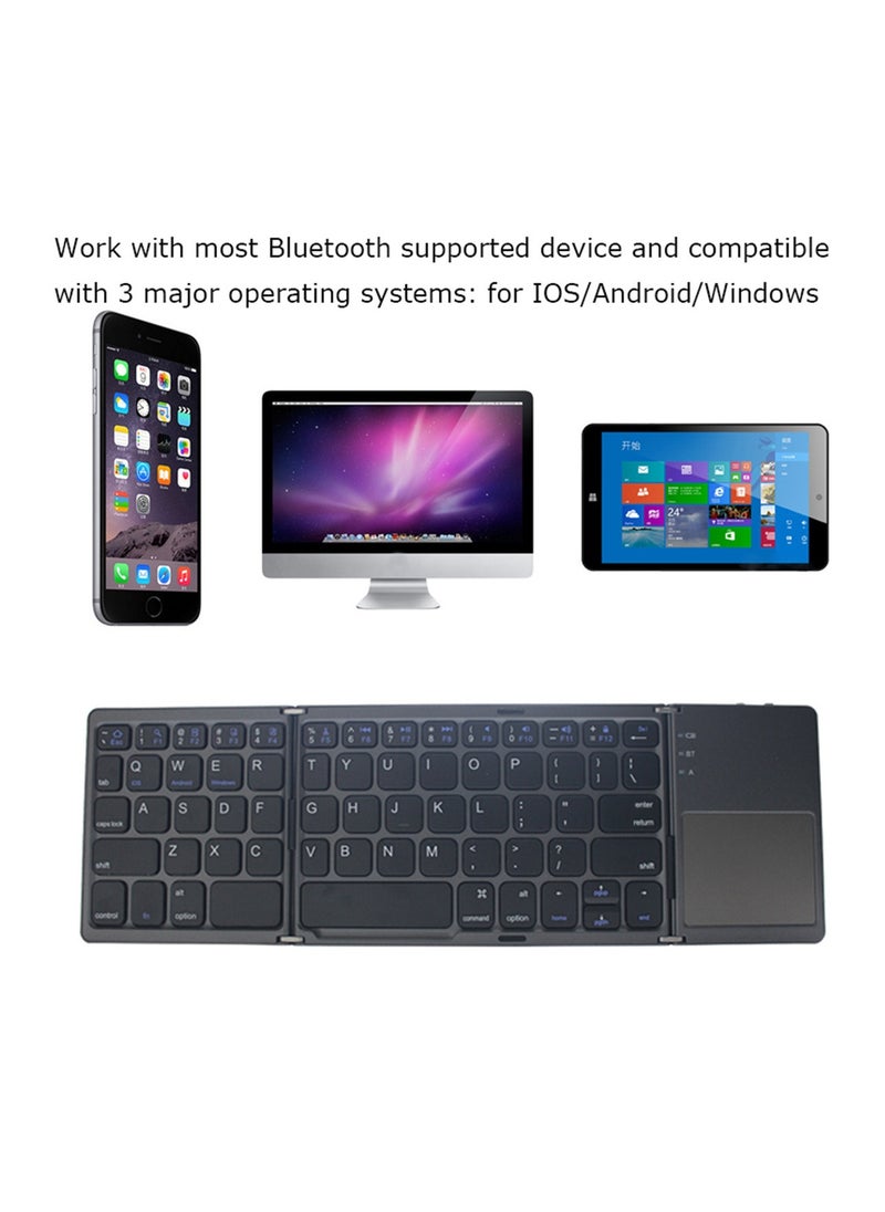 Suitable for iPad and Android, three-fold wireless Bluetooth foldable touchpad keyboard and mouse, cross-border spot goods, keyboard and mouse set