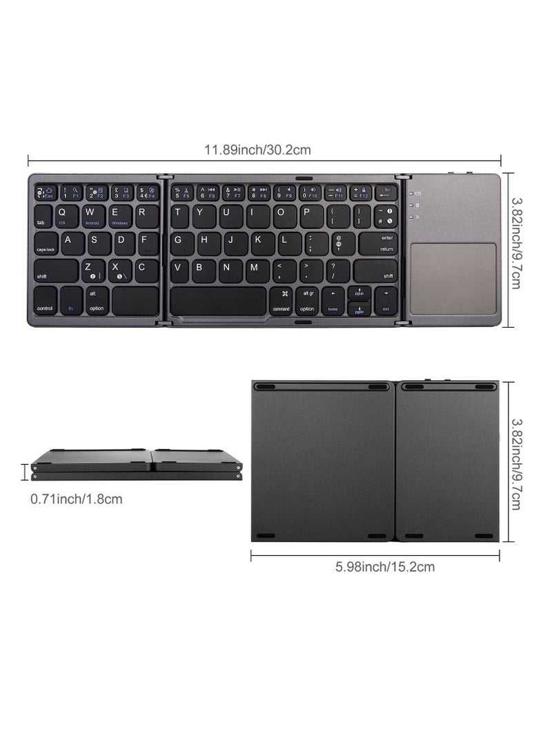 Suitable for iPad and Android, three-fold wireless Bluetooth foldable touchpad keyboard and mouse, cross-border spot goods, keyboard and mouse set