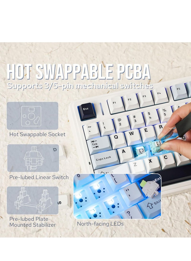 EPOMAKER x AULA F75 Gasket Mechanical Keyboard, 75% Wireless Hot Swappable Gaming Keyboard with Five-Layer Padding