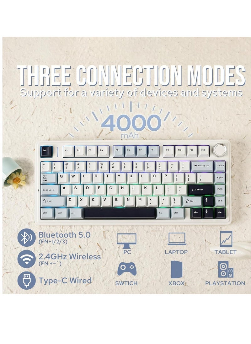 EPOMAKER x AULA F75 Gasket Mechanical Keyboard, 75% Wireless Hot Swappable Gaming Keyboard with Five-Layer Padding