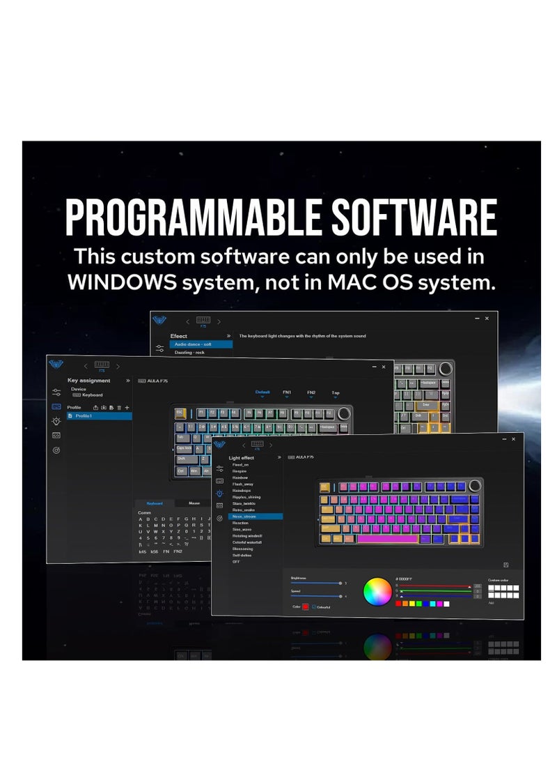 EPOMAKER x AULA F75 Gasket Mechanical Keyboard, 75% Wireless Hot Swappable Gaming Keyboard with Five-Layer Padding
