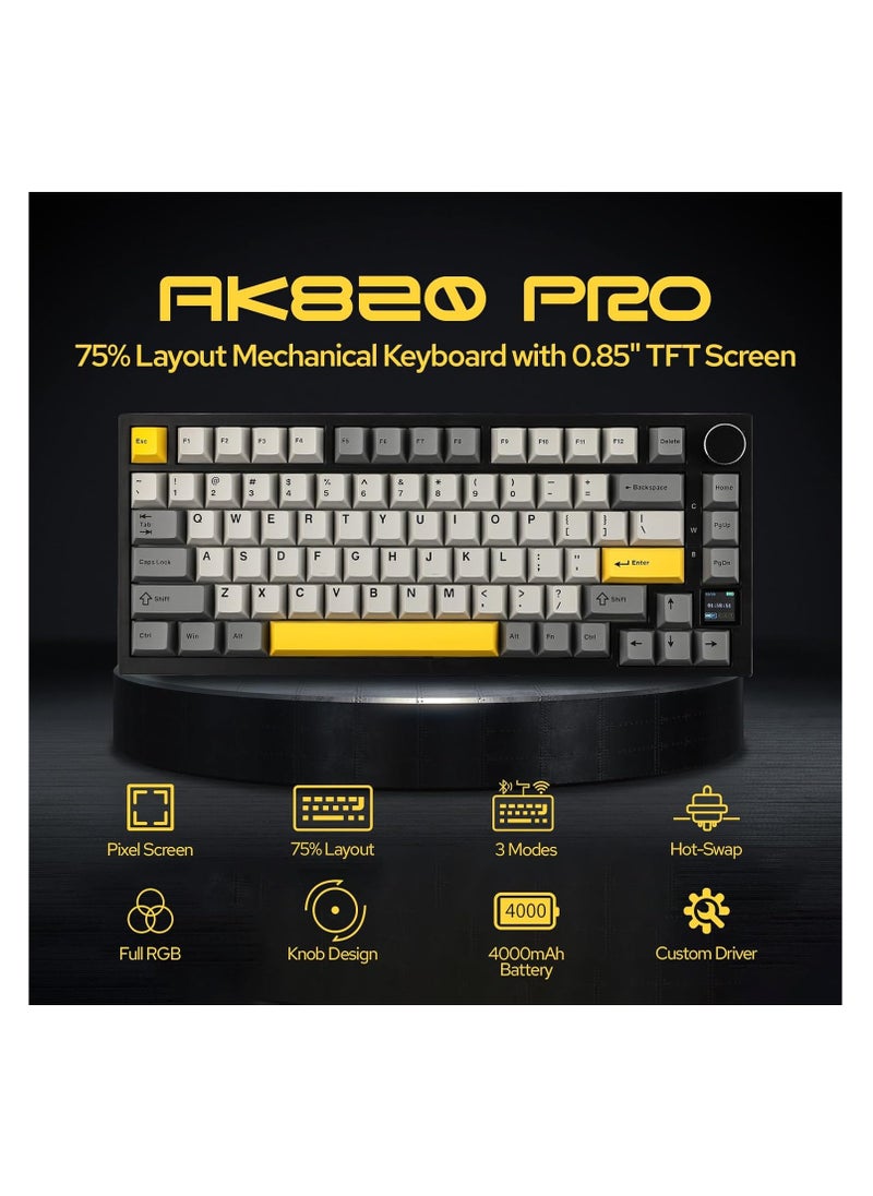 EPOMAKER Ajazz AK820 Pro 75% Gasket-mounted Mechanical Keyboard with TFT Screen