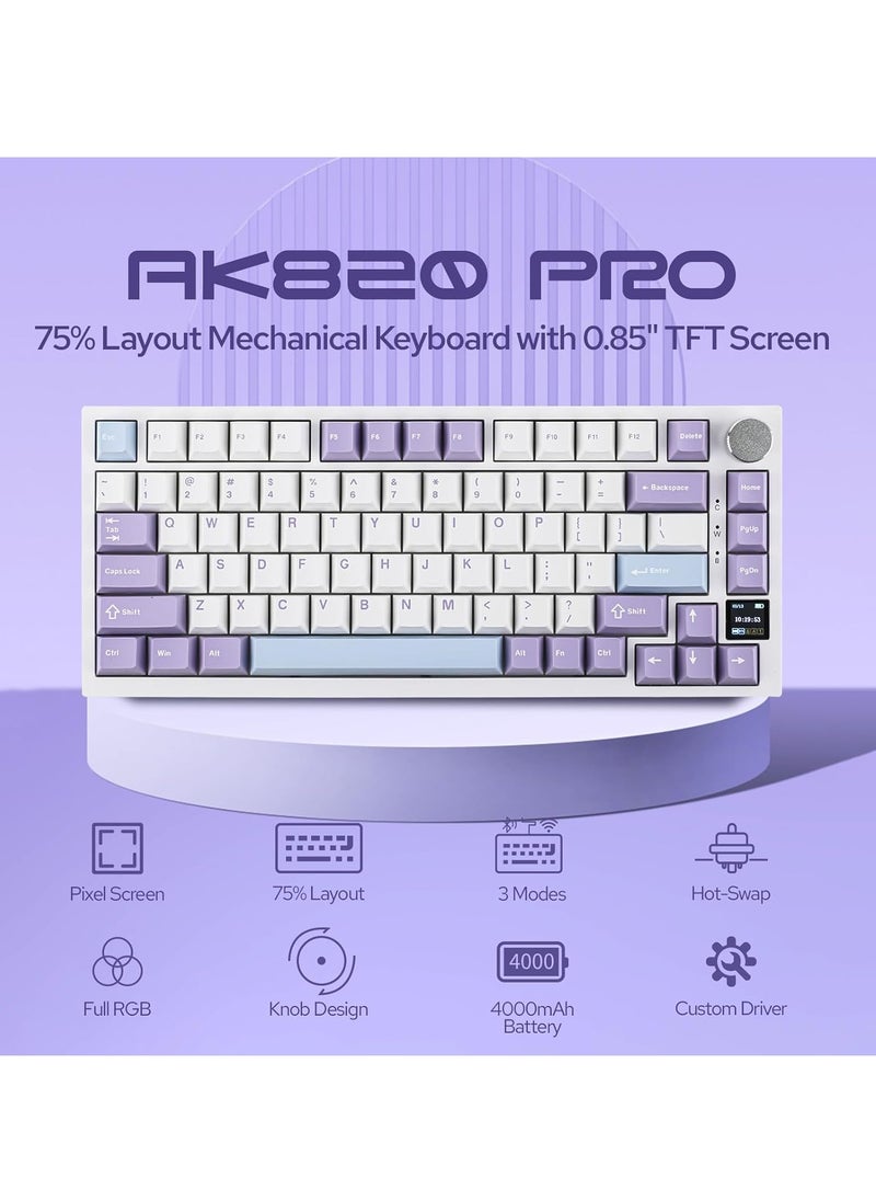EPOMAKER Ajazz AK820 Pro 75% Gasket-mounted Mechanical Keyboard with TFT Screen