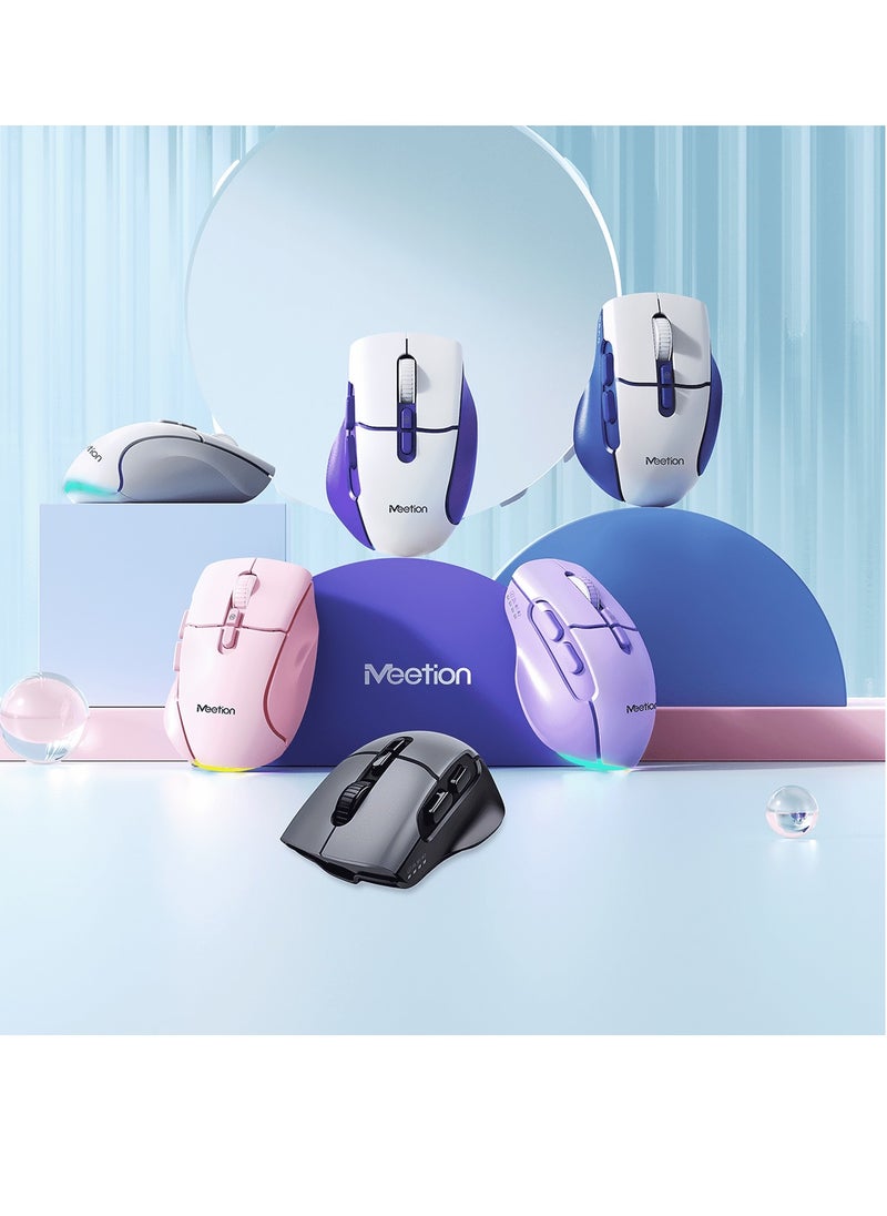 MEETION Wireless Dual-Mode Ergonomic Mouse BTM001 Ergonomic Design 2.4g Bluetooth Dual Mode Multiple Colors Available (BLACK)