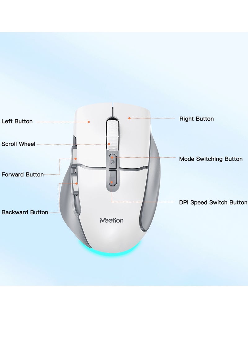MEETION Wireless Dual-Mode Ergonomic Mouse BTM001 Ergonomic Design 2.4g Bluetooth Dual Mode Multiple Colors Available (BLACK)