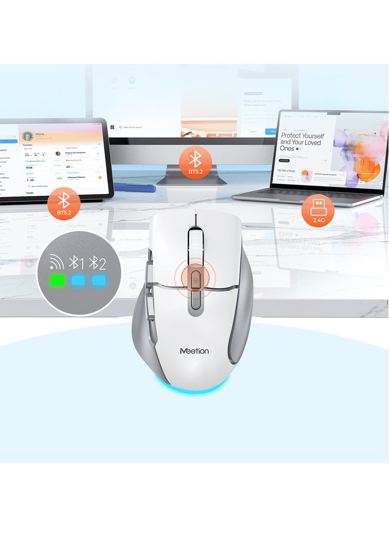 MEETION Wireless Dual-Mode Ergonomic Mouse BTM001 Ergonomic Design 2.4g Bluetooth Dual Mode Multiple Colors Available (BLACK)