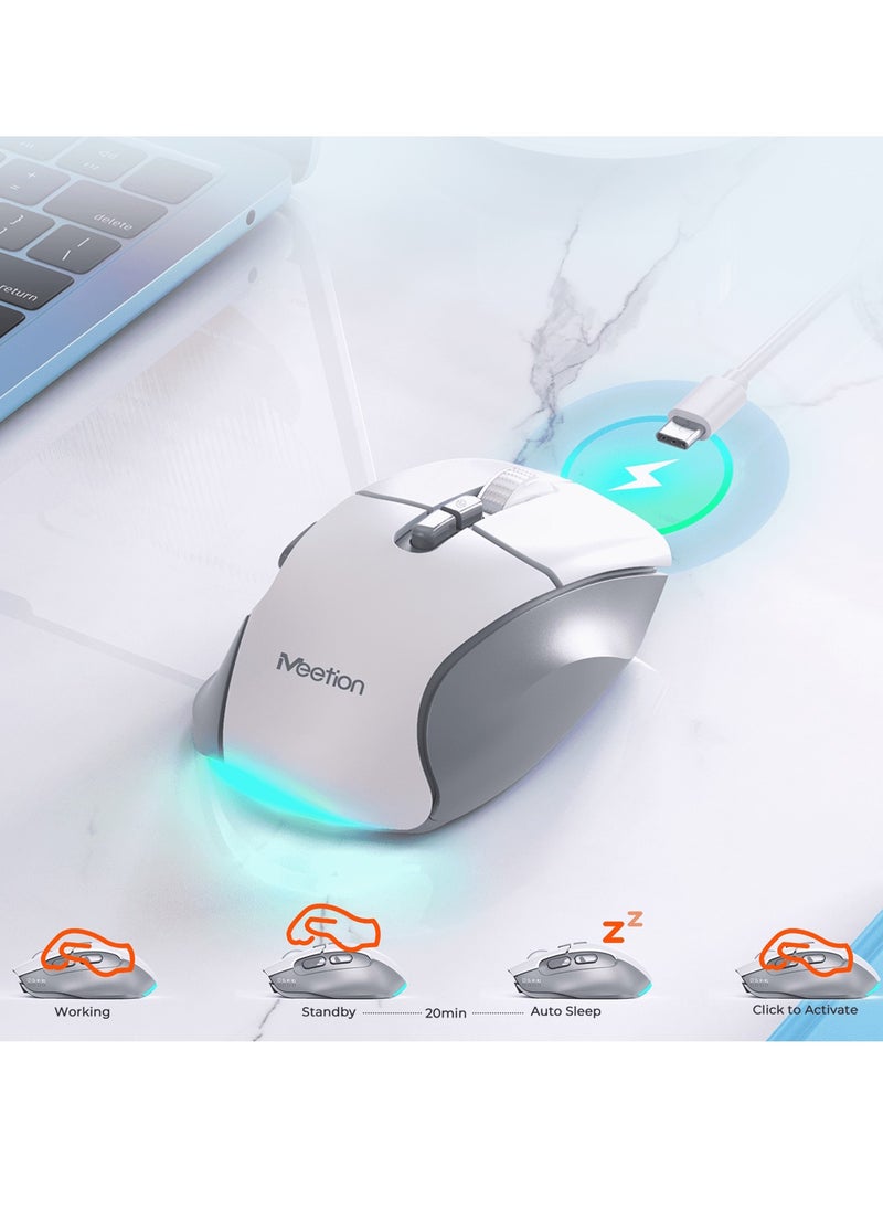 MEETION Wireless Dual-Mode Ergonomic Mouse BTM001 Ergonomic Design 2.4g Bluetooth Dual Mode Multiple Colors Available (BLACK)