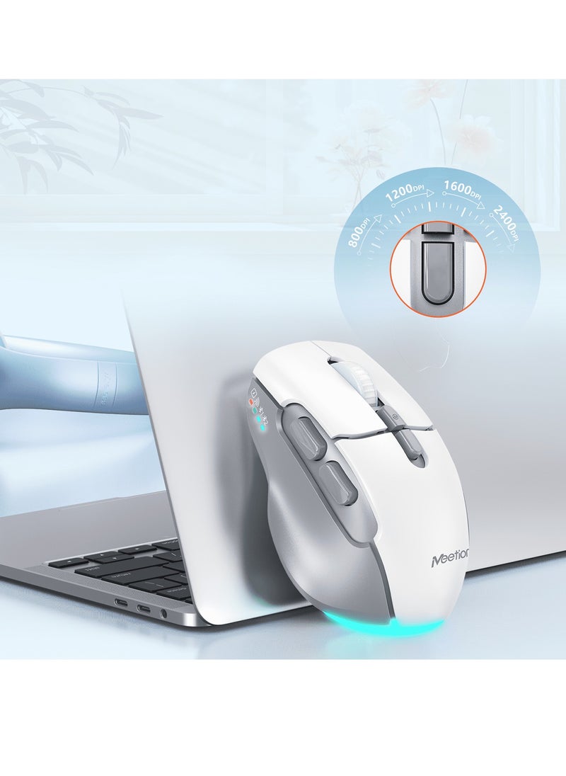 MEETION Wireless Dual-Mode Ergonomic Mouse BTM001 Ergonomic Design 2.4g Bluetooth Dual Mode Multiple Colors Available (BLACK)