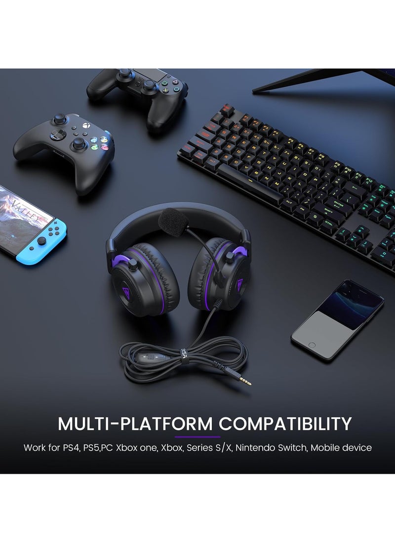 EKSA E900 Headset with Microphone for PC, PS4,PS5, Xbox - Detachable Noise Canceling Mic, 3D Surround Sound, Wired Headphone for Gaming, Computer, Laptop, 3.5MM Jack