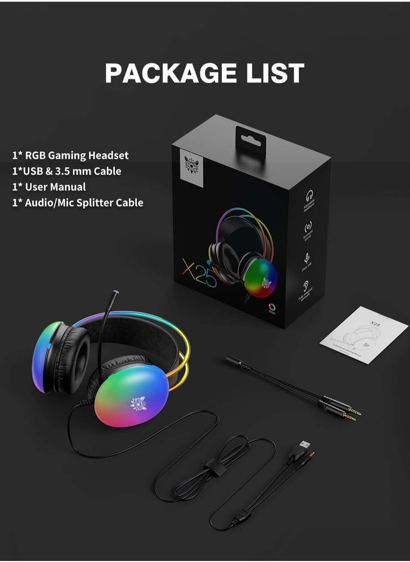 X25 Gaming Headset – Wired Over-Ear Gaming Headphones with Mic, Noise-Cancelling, Comfortable Fit, for PS4, PS5, Xbox One, Xbox Series X/S, Nintendo Switch, PC, High-Quality Sound, Clear Voice Communication, Gaming Headphones for Ultimate Experience