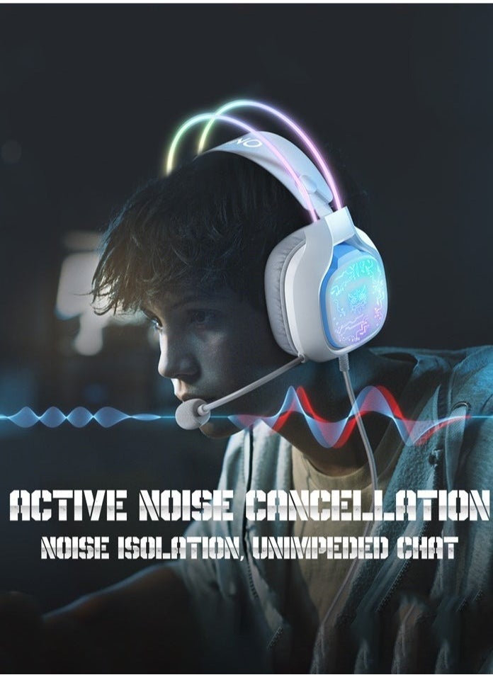 X22 Gaming Headset,Over-Ear Gaming Wired Headphones For PS4/PS5/XOne/XSeries/NSwitch/PC,White