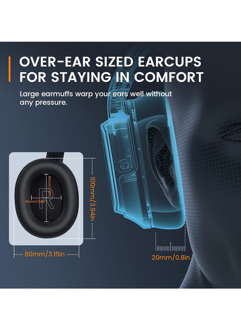 EKSA H6 Wireless Headset with Microphone & USB Dongle [Up to 55 Hours & 10 Metre Range] Bluetooth PC Headset with AI Noise Cancelling Mic, Over Ear Headphone