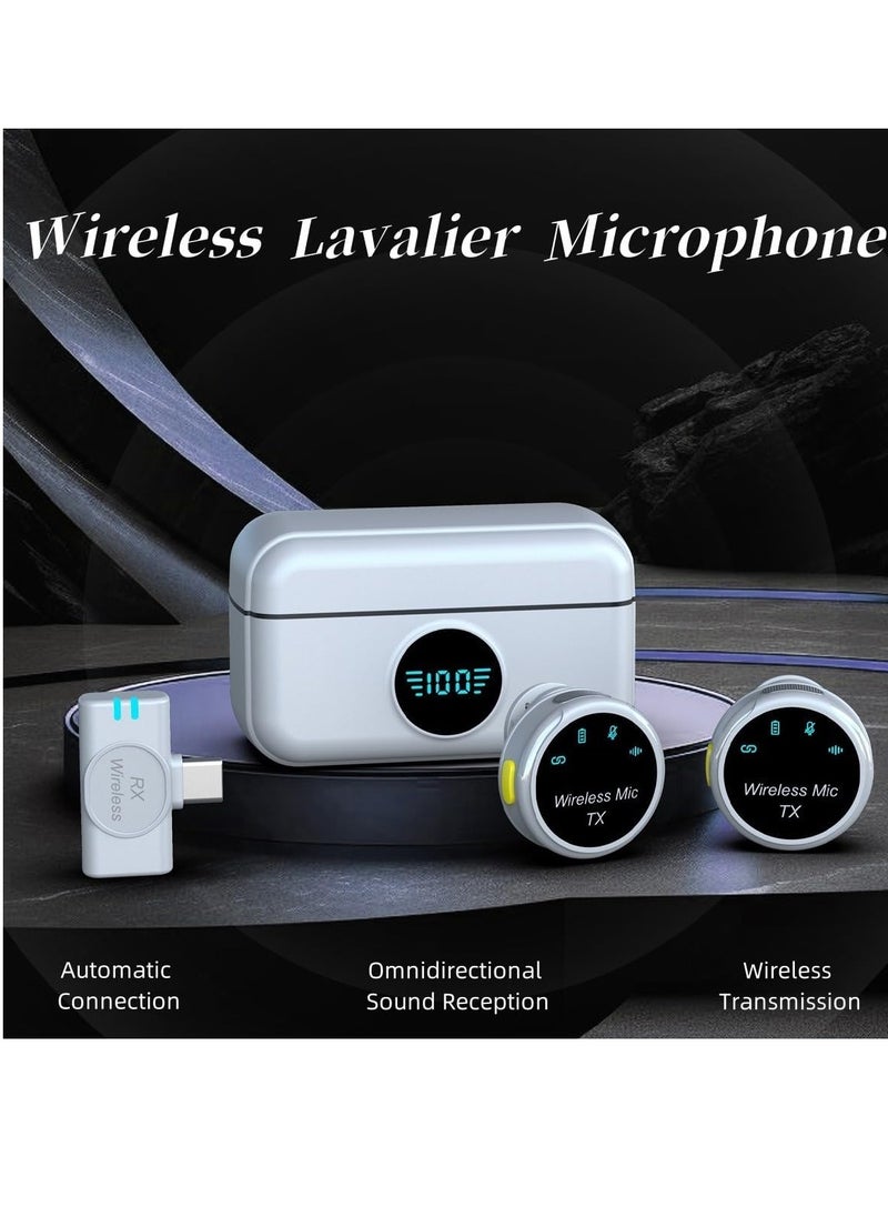 Wireless Lavalier Microphone for iPhone/Android, Mini Lapel Microphone Wireless, Hi-Fi Audio, 300M/984ft Range, Noise Cancellation, 24H Battery, for Video Recording Interview Podcast Vlog (Black)
