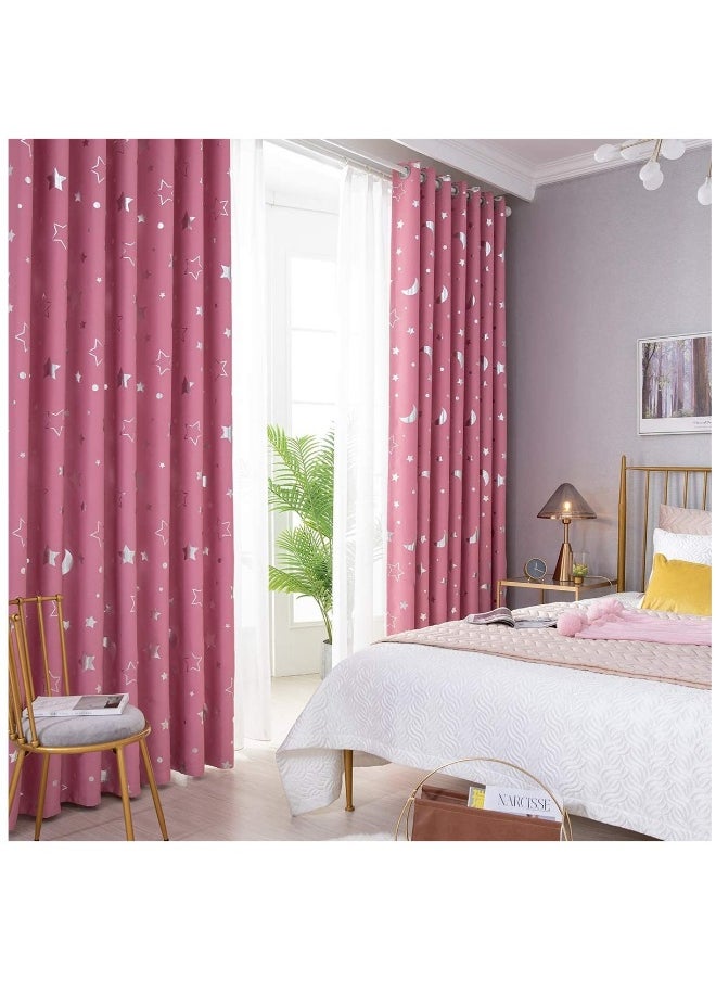 2Pieces Thermal Insulated Grommet Blackout Curtains for Bedroom Darkening Curtains for Living Room Basics Room Darkening Blackout Window Curtains Top is Eyelets Set