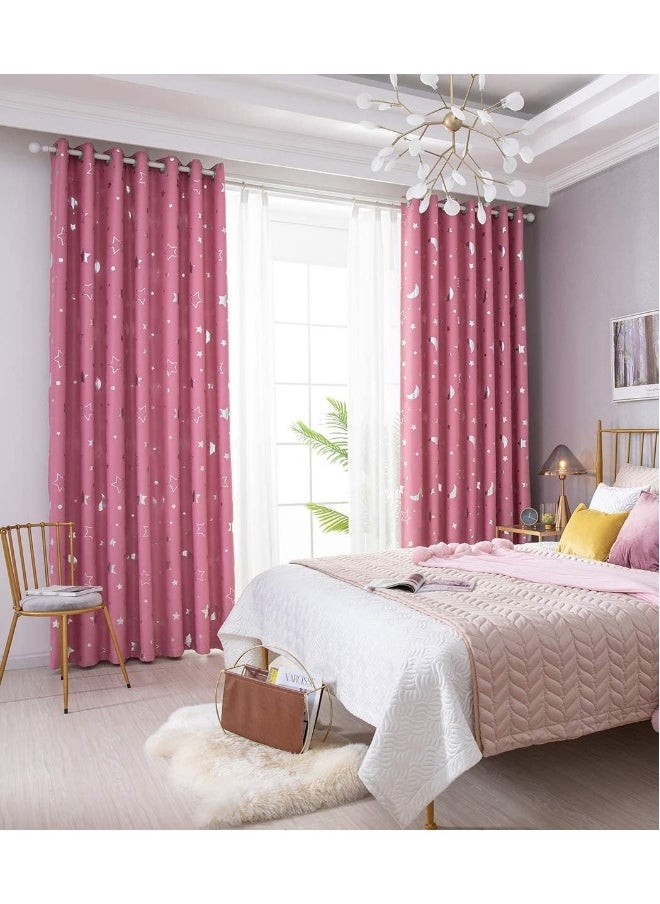 2Pieces Thermal Insulated Grommet Blackout Curtains for Bedroom Darkening Curtains for Living Room Basics Room Darkening Blackout Window Curtains Top is Eyelets Set