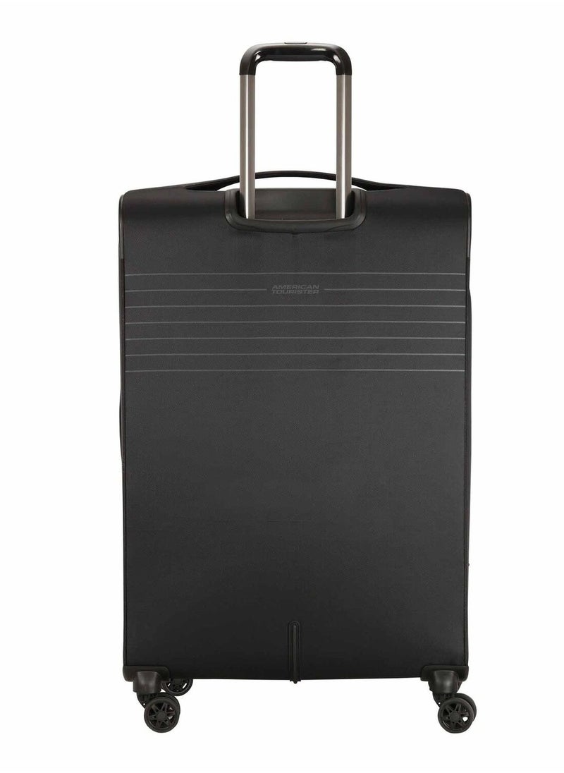 American Tourister Fornax Spinner 77 cm Soft Trolley with TSA Lock Jet Black Durable Expandable Luggage