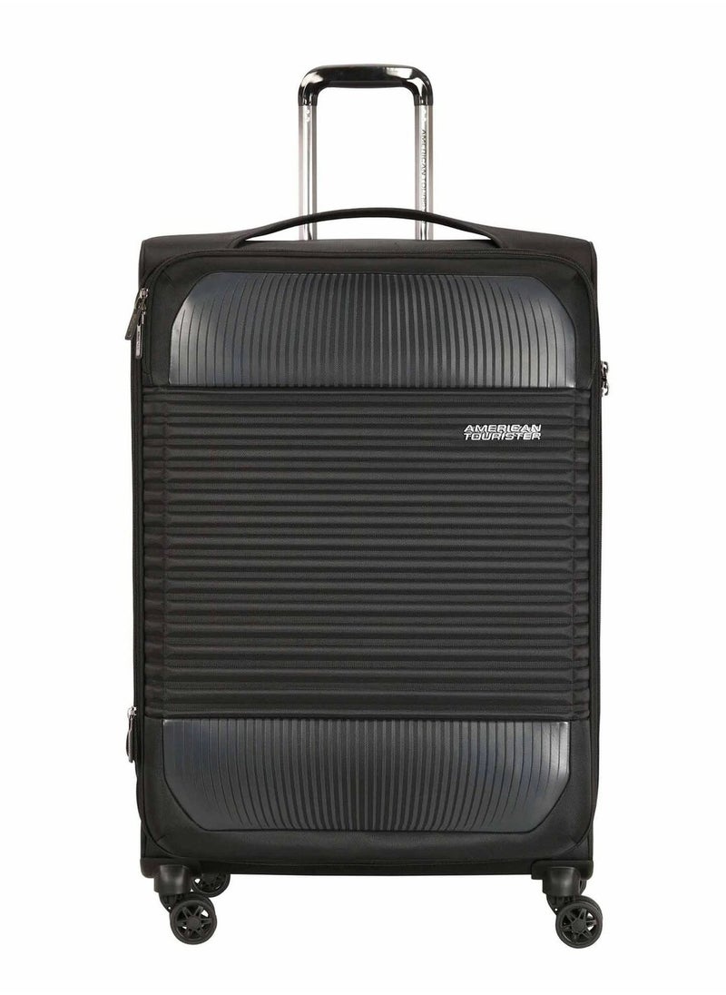 American Tourister Fornax Spinner 77 cm Soft Trolley with TSA Lock Jet Black Durable Expandable Luggage